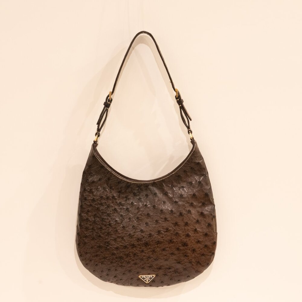 PRADA Small Ostrich Leather Bag